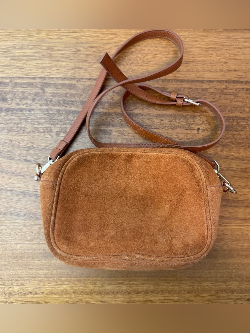 Pom Pom London Classic Suede Crossbody Bag in Brown